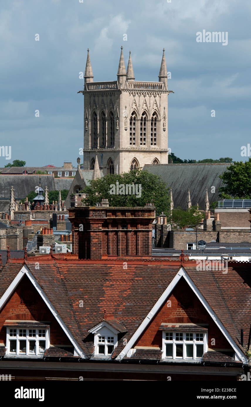 Rooftop view including St. John`s College chapel, Cambridge, England, UK Stock Photo